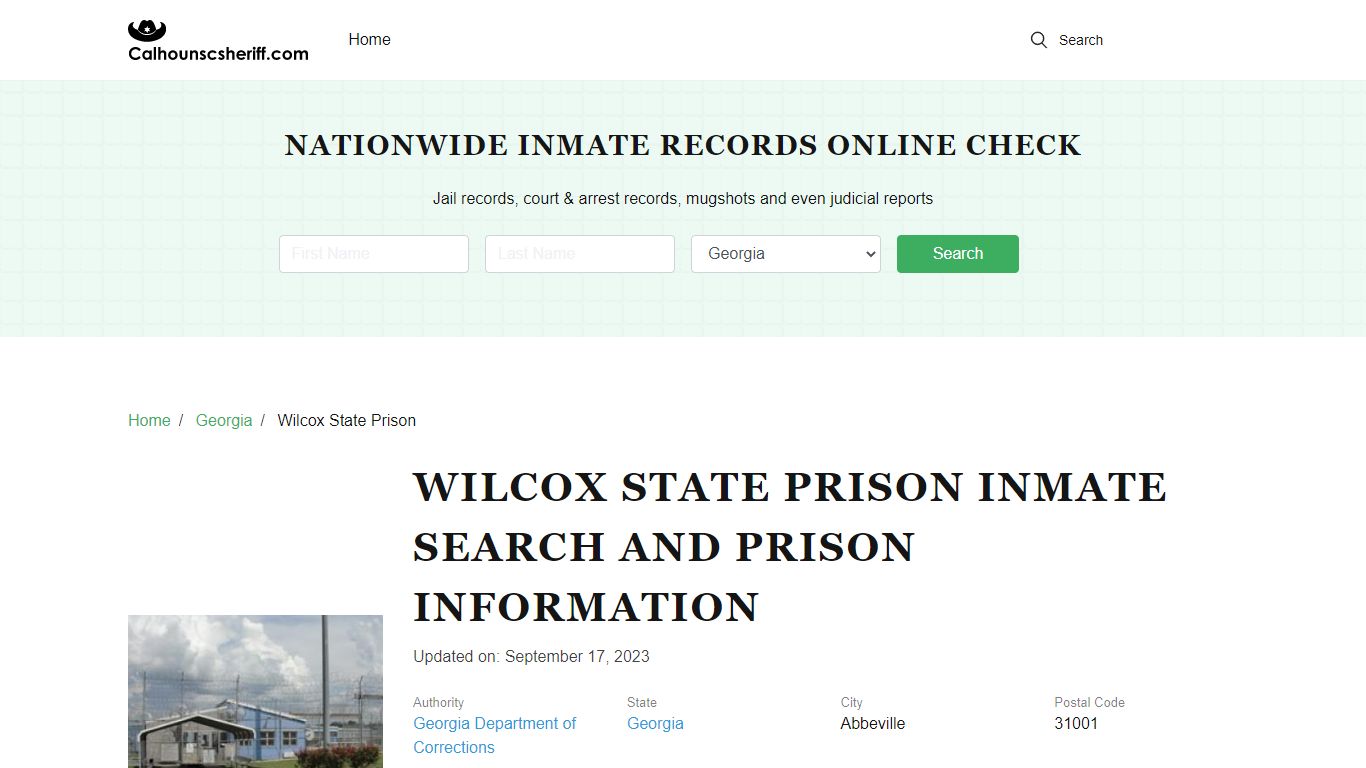 Wilcox State Prison Inmate Search, Visitation, Contacts, Mailing ...